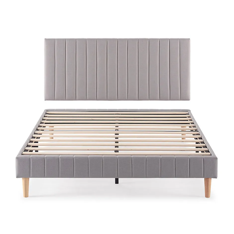 Vs Venta-Stock Sommier + tête de lit Eris 140x190 cm Gris clair