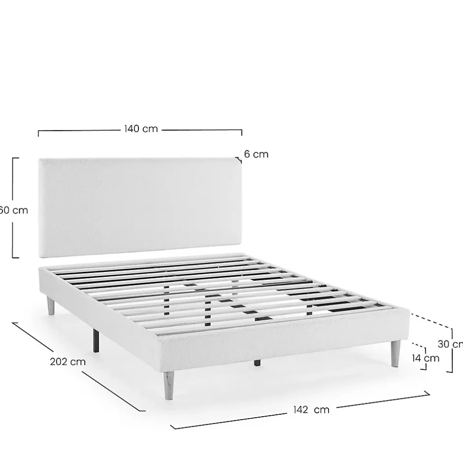 Vs Venta-Stock Sommier + tête de lit Niebla 140x200 cm Beige Outlet