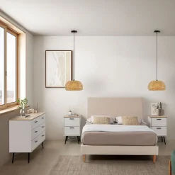 Vs Venta-Stock Sommier + tête de lit Niebla 140x190 cm Beige
