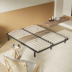 November Sommier 160 x 200 cm à lattes en bois - Renfort lombaire - 7 Pieds - Résistant, stable et durable Discount