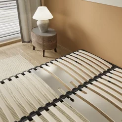 November Sommier 160 x 200 cm à lattes en bois - Renfort lombaire - 7 Pieds - Résistant, stable et durable Discount