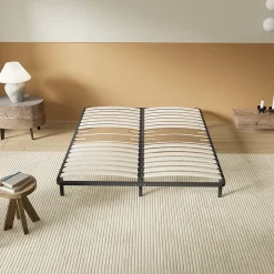 November Sommier 160 x 200 cm à lattes en bois - Renfort lombaire - 7 Pieds - Résistant, stable et durable Discount
