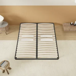 November Sommier 140 x 190 cm à lattes en bois - Renfort lombaire - 7 Pieds - Résistant, stable et durable
