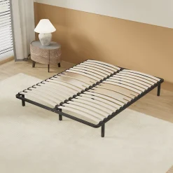 November Sommier 120 x 190 cm à lattes en bois - Renfort lombaire - 7 Pieds - Résistant, stable et durable