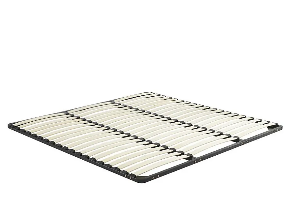 Vente-unique Sommier cadre à lattes 200 x 200 cm - 3x19 lattes - Sans pieds - Noir - KALISTA de YSMÉE