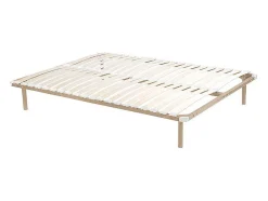 Vente-unique Sommier cadre à lattes 140 x 190 cm - 2x19 lattes avec pieds - Beige - KALISTA de YSMÉE