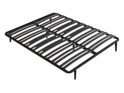 Vente-unique Sommier cadre à lattes 160 x 200 cm - 2 x 15 lattes - 3 zones soutien lombaire renforcé - Avec pied - Noir - CERRISI de YSMÉE