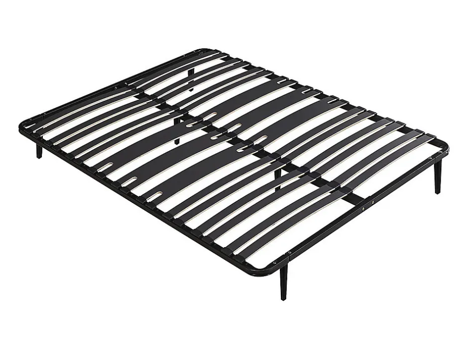 Vente-unique Sommier cadre à lattes 160 x 200 cm - 2 x 15 lattes - 3 zones soutien lombaire renforcé - Avec pied - Noir - CERRISI de YSMÉE