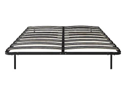 Vente-unique Sommier cadre à lattes 160 x 200 cm - 2 x 15 lattes - 3 zones soutien lombaire renforcé - Avec pied - Noir - CERRISI de YSMÉE