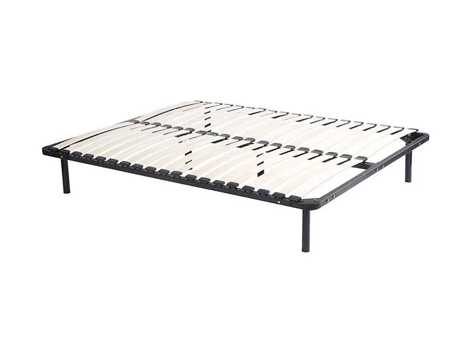 Vente-unique Sommier cadre à lattes 120 x 190 cm - 2x19 lattes - Avec pieds - Noir - KALISTA de YSMÉE Sale