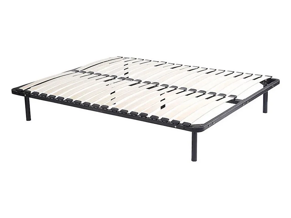 Vente-unique Sommier cadre à lattes 160 x 200 cm - 2x19 lattes - Avec pieds - Noir - KALISTA de YSMÉE New
