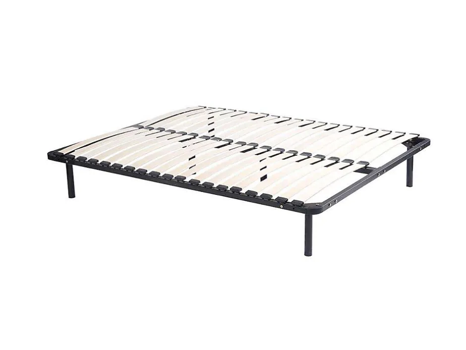 Vente-unique Sommier cadre à lattes 160 x 200 cm - 2x19 lattes - Avec pieds - Noir - KALISTA de YSMÉE New