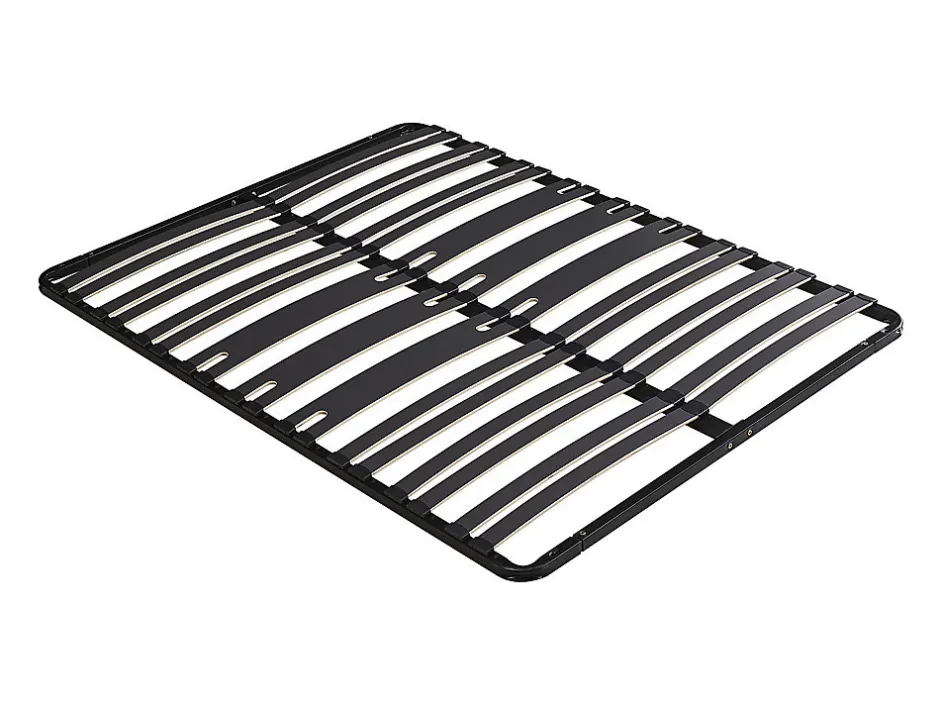 Vente-unique Sommier cadre à lattes 140 x 190 cm - 2 x 15 lattes - 3 zones soutien lombaire renforcé - Sans pied - Noir - CERRISI de YSMÉE