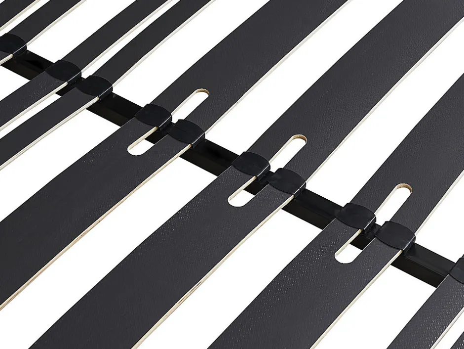 Vente-unique Sommier cadre à lattes 140 x 190 cm - 2 x 15 lattes - 3 zones soutien lombaire renforcé - Sans pied - Noir - CERRISI de YSMÉE