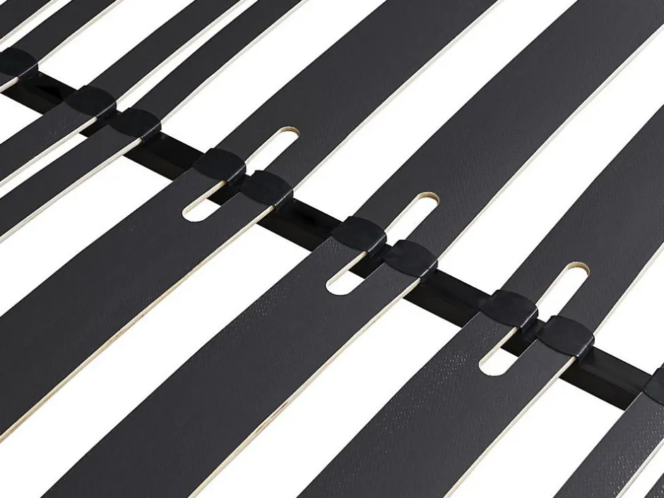 Vente-unique Sommier cadre à lattes 140 x 190 cm - 2 x 15 lattes - 3 zones soutien lombaire renforcé - Sans pied - Noir - CERRISI de YSMÉE
