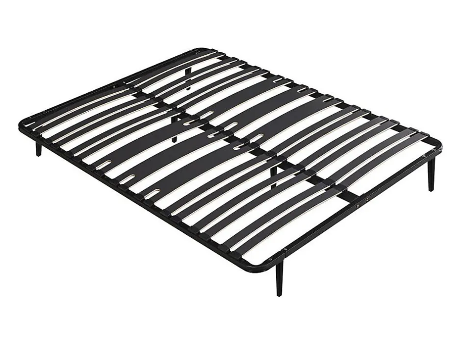 Vente-unique Sommier cadre à lattes 140 x 190 cm - 2 x 15 lattes - 3 zones soutien lombaire renforcé - Avec pied - Noir - CERRISI de YSMÉE