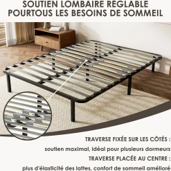 Generique Sommier cadre à lattes 140x190 cm, 2x14 rangs
