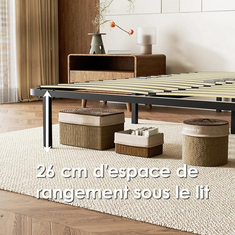 Generique Sommier cadre à lattes 140x190 cm, 2x14 rangs