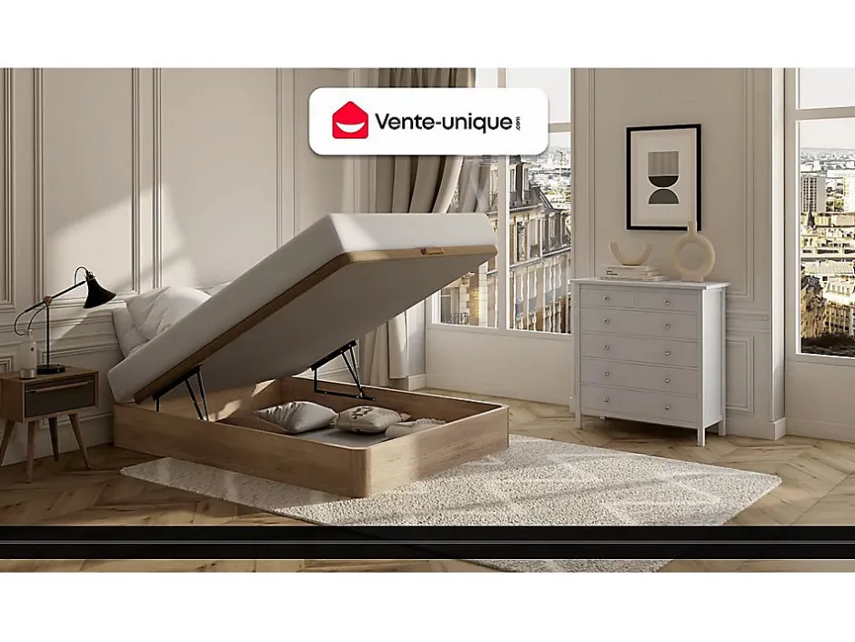 Vente-unique Sommier coffre 160 x 200 cm - Blanc mat - HESTIA de YSMÉE