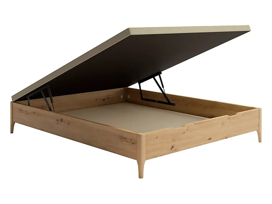 Vente-unique Sommier coffre 140 x 190 cm - Naturel clair - VEONA de YSMÉE Outlet