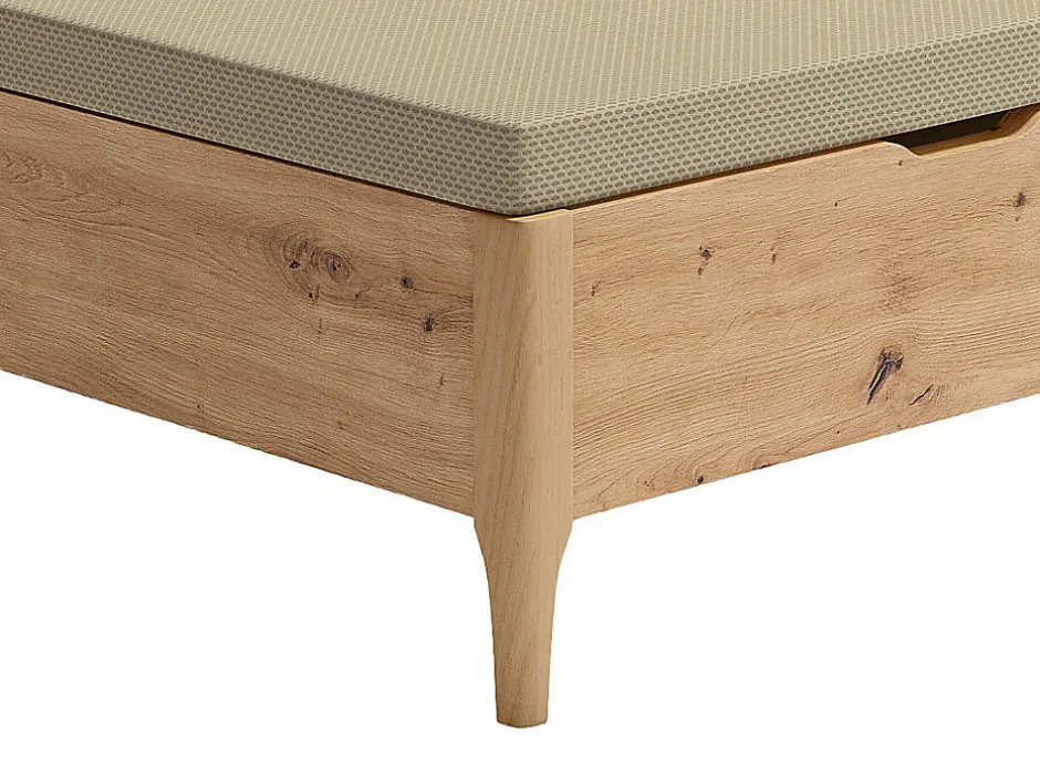 Vente-unique Sommier coffre 140 x 190 cm - Naturel clair - VEONA de YSMÉE Outlet