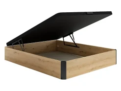 Vente-unique Sommier coffre 120 x 200 cm - Naturel clair et noir - NAMOSI de YSMÉE