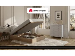 Vente-unique Sommier coffre 140 x 190 cm - Naturel clair - HESTIA de YSMÉE