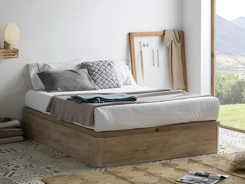 Vente-unique Sommier coffre 140 x 190 cm - Naturel clair - HESTIA de YSMÉE