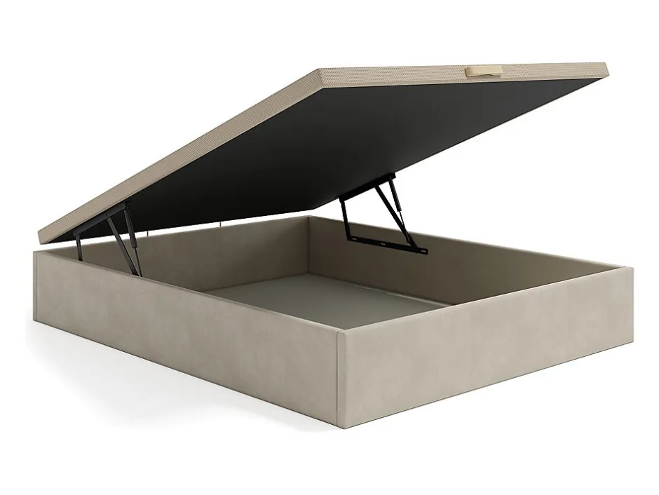 Vente-unique Sommier coffre 160 x 200 cm - Tissu beige - CENOVAS de YSMÉE