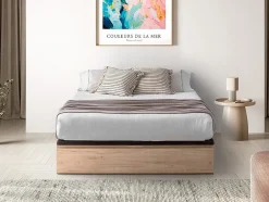 Vente-unique Sommier coffre avec tiroir 160 x 200 cm - Naturel clair - HESTIA de YSMÉE
