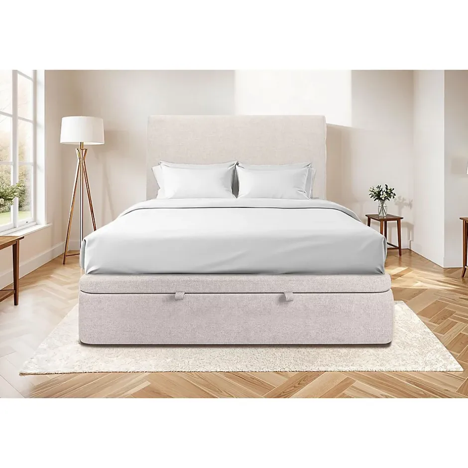 Sommeil De Plomb Sommier Coffre Tissu Beige clair 140x200 H39cm New