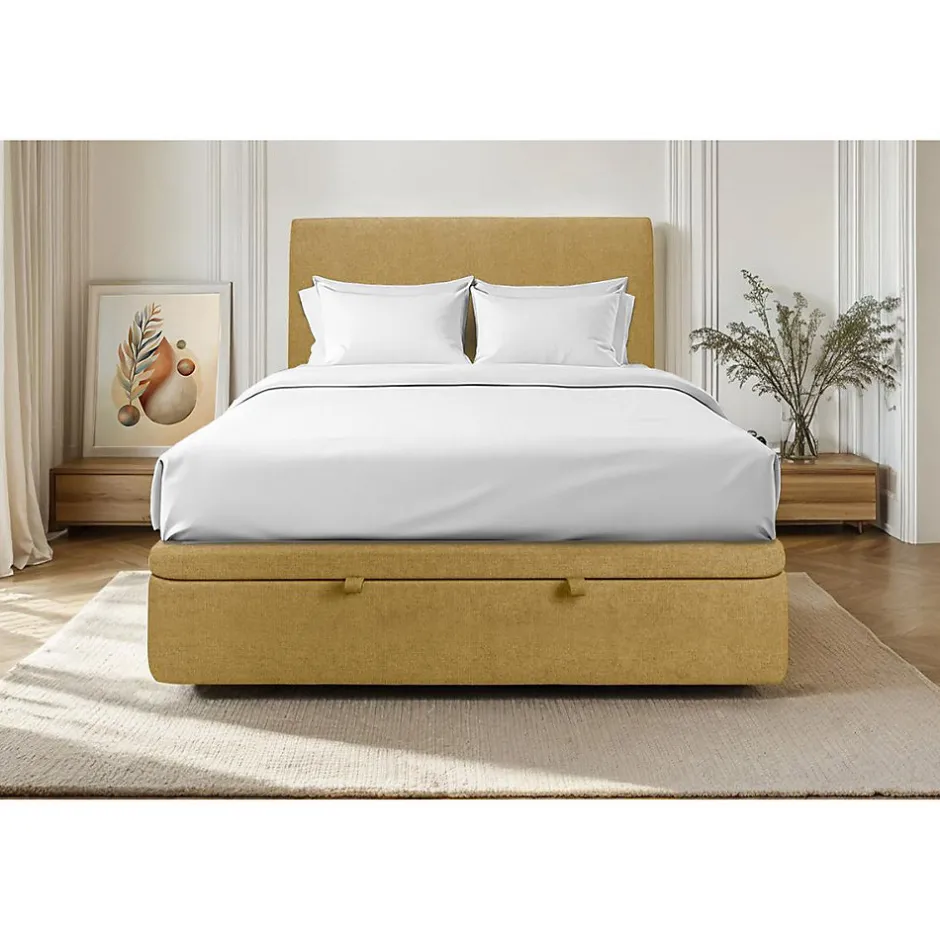 Sommeil De Plomb Sommier Coffre Tissu Jaune 140x190 H39cm