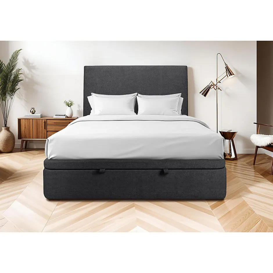 Sommeil De Plomb Sommier Coffre Tissu Noir 160x200 H39cm