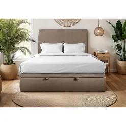 Sommeil De Plomb Sommier Coffre Velours Taupe 200x200 H39cm Sale
