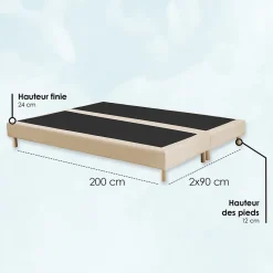 Idliterie Sommier déco tapissier 2x90x200
