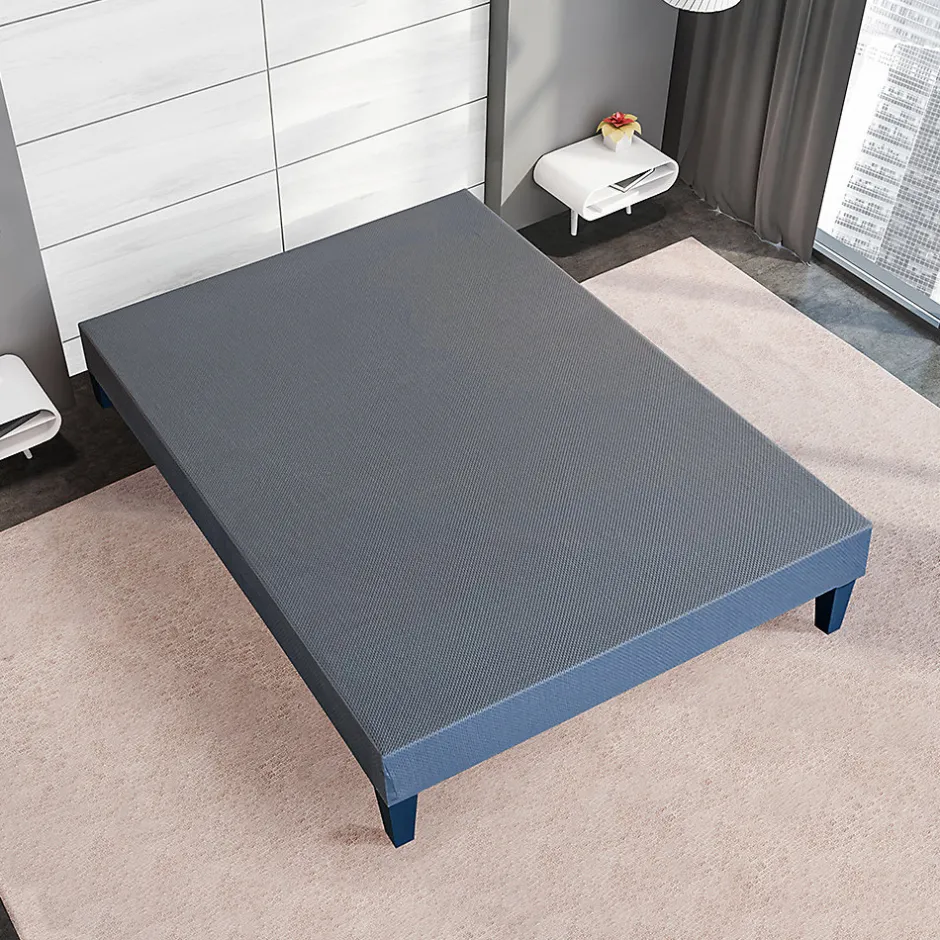 Olympe Literie Sommier en bois Tapissier Kit 140x190 cm Coloris Gris ciment Livré en kit