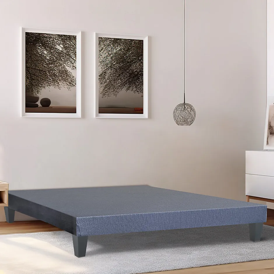 Olympe Literie Sommier en bois Tapissier Kit 90x200 cm Coloris Gris ciment Livré en kit