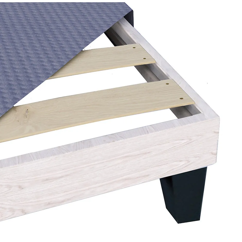 Olympe Literie Sommier en bois Tapissier Kit 90x200 cm Coloris Gris ciment Livré en kit