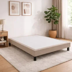 Epeda Sommier CONFORT MEDIUM DECO NATURE 90x200 Tissu gris foncé Lattes Discount