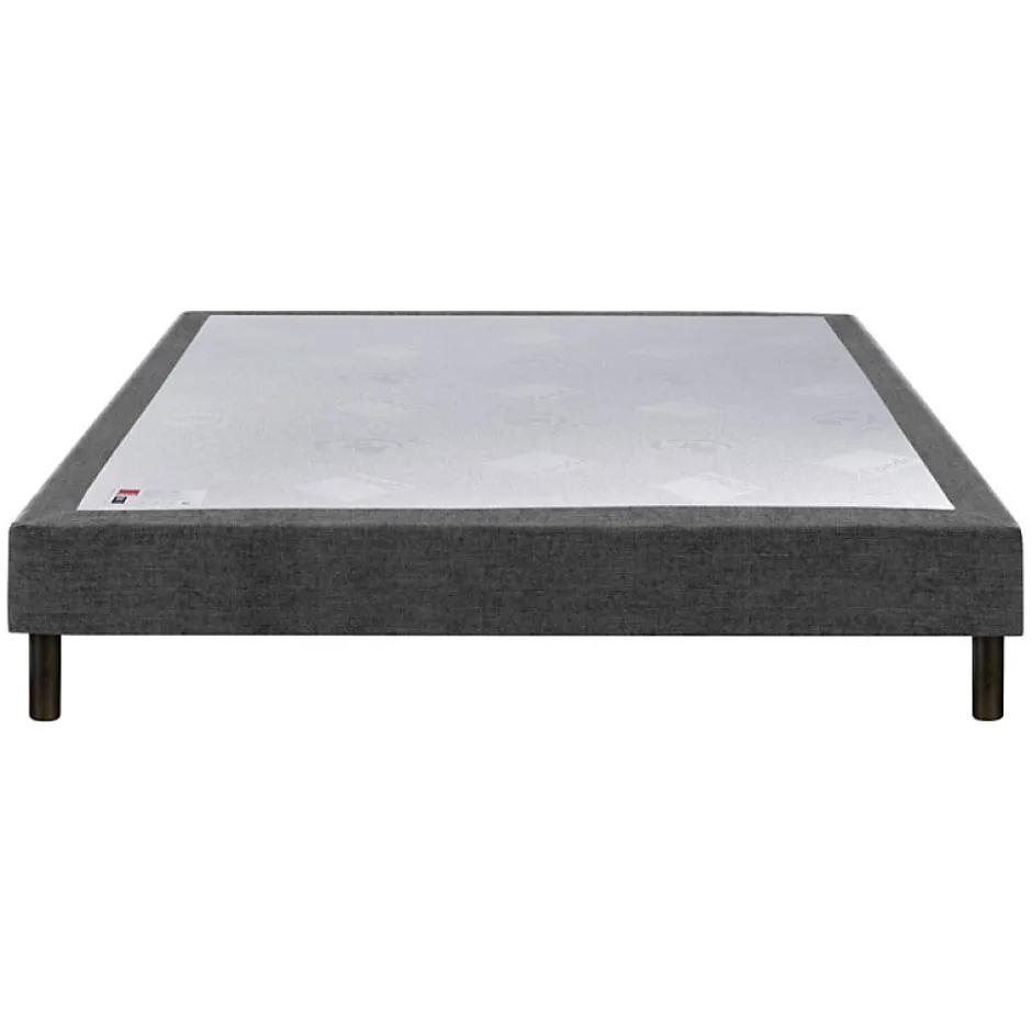 Epeda Sommier CONFORT MEDIUM DECO NATURE 90x200 Tissu gris foncé Lattes Discount