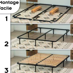 Monmobilierdesign Sommier Ergonomique à Lattes Larges Et Flexibles En Bois De Bouleau 160x200 Cm Avec Pieds