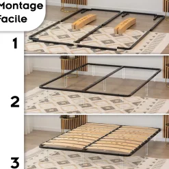 Monmobilierdesign Sommier Ergonomique à Lattes Larges Et Flexibles En Bois De Bouleau 160x200 Cm Sans Pieds