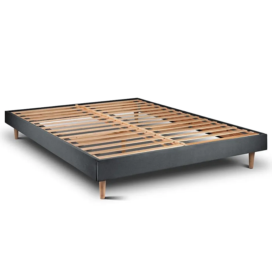 Sommeil De Plomb Sommier Kit Velours Gris anthracite 140x200 H29cm