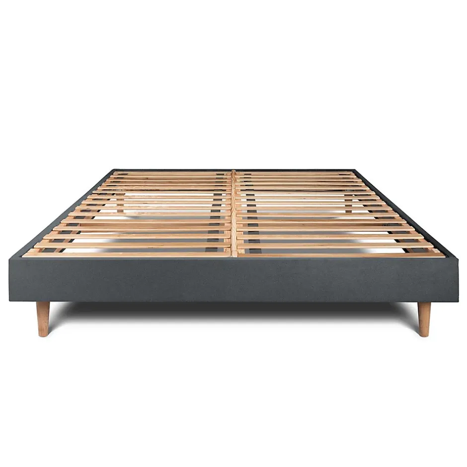 Sommeil De Plomb Sommier Kit Velours Gris anthracite 140x200 H29cm