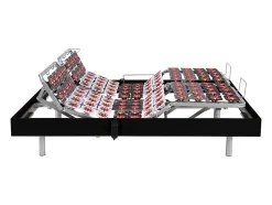 Vente-unique Sommier électrique de relaxation déco 2x65 plots - 2 x 80 x 200 cm - Noir - NAFURI de YSMÉE