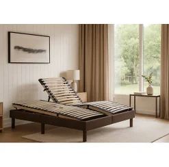 Essenzia Zen Sommier électrique DETENTE MARRON 2x90x200 Lattes