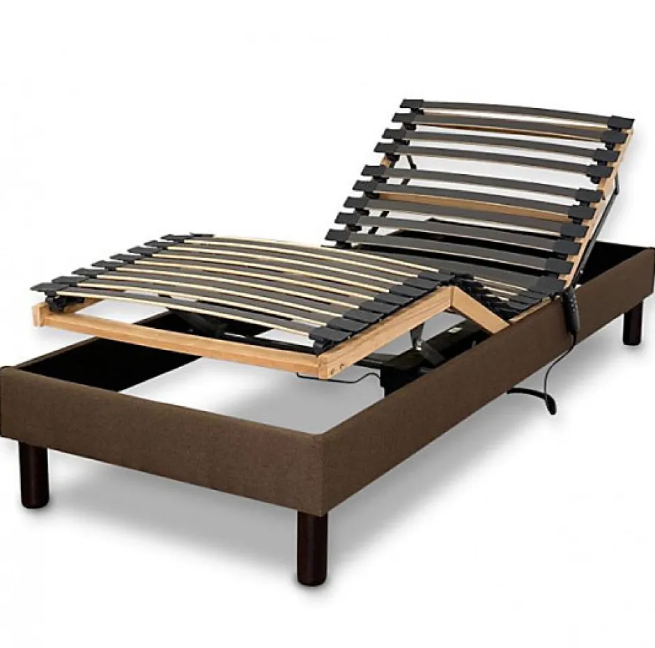 Essenzia Zen Sommier électrique DETENTE MARRON 2x90x200 Lattes