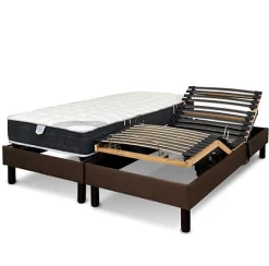 Essenzia Zen Sommier électrique DETENTE MARRON 2x90x200 Lattes