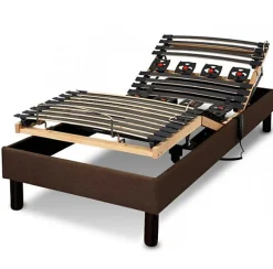 Essenzia Zen Sommier électrique EMOTION MARRON 2x70x190 Lattes et Plots Discount