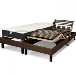 Essenzia Zen Sommier électrique EMOTION MARRON 2x70x190 Lattes et Plots Discount